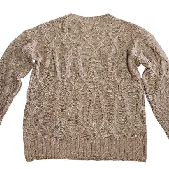Davi & Dani Solid Round Neck Long Sleeve Sweater - Almond - Picture 2 of 7